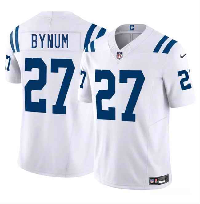 Men's Indianapolis Colts #27 Cam Bynuml White 2025 F.U.S.E. Vapor Limited Stitched Football Jersey